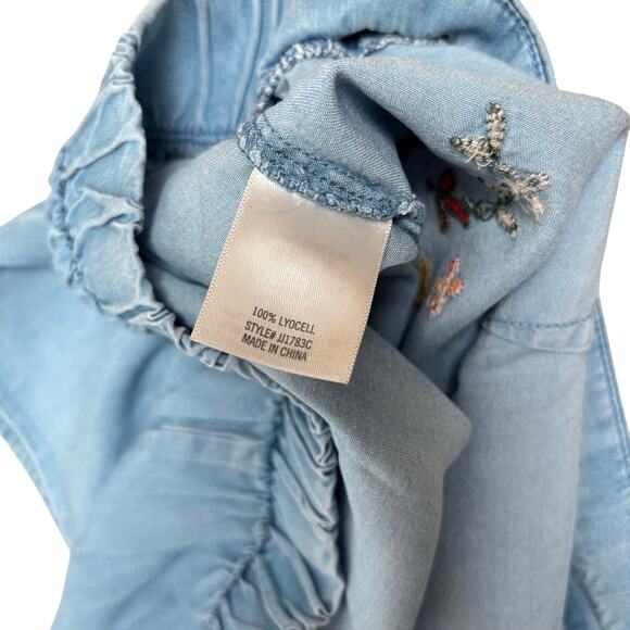 Blue Rain by Francesca’s Embroidered Chambray Shorts – Floral Boho Design Size L - Picture 4 of 6